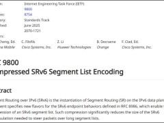 中国主导制定，新一代互联网基础协议SRv6核心标准RFC9800正式发布