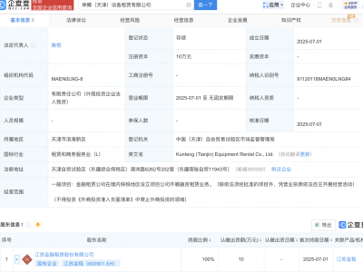 江苏金租在天津成立多家设备租赁公司