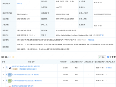 开特股份等成立具身智能装备公司