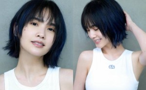 杨丞琳黑短发造型曝光，夫妻相愈发明显，时尚穿搭尽显少年感！