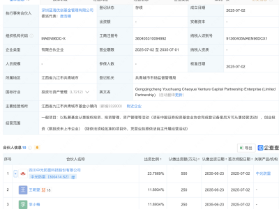 中光防雷等新设共青城优创超越创投合伙企业