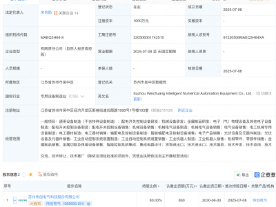 伟创电气等在苏州新设自动化设备公司