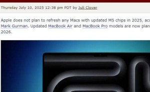 苹果M5版MacBook Pro延期至2026年，或携OLED屏等大升级亮相