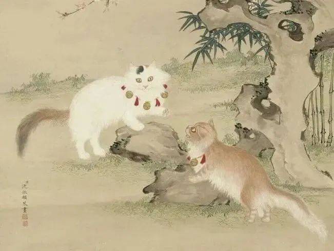 清代《猫竹图》（局部）