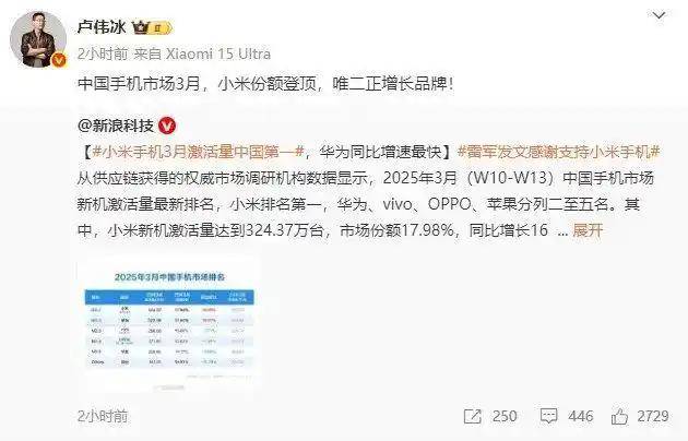 卢伟冰发文截图