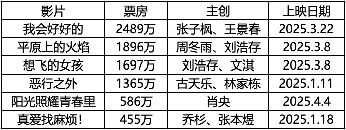 2025年部分表现不佳的影片