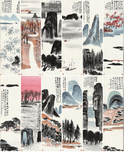 齐白石《山水十二条屏》立轴