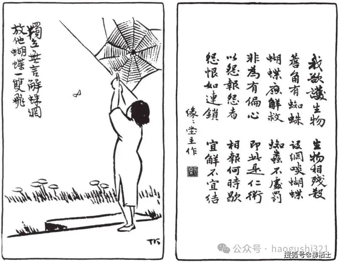 漫画《独立无言解蛛网，放他蝴蝶一双飞》