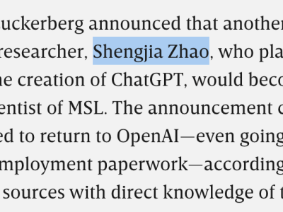 Meta高薪人才流失潮：首席科学家赵晟佳等重返OpenAI