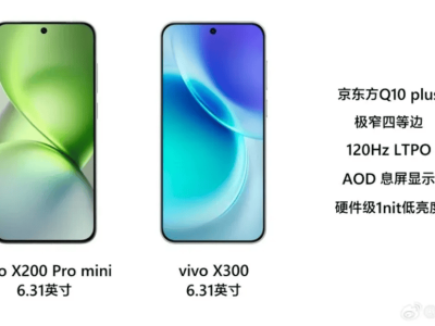 vivo X300标准版配置曝光：6.31英寸小直屏+2亿主摄+3X潜望长焦来袭