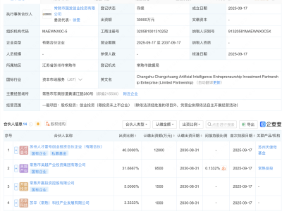 常熟市常创人工智能创投合伙企业成立