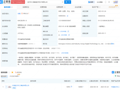 航天科工集团数字技术公司增资至5.4亿