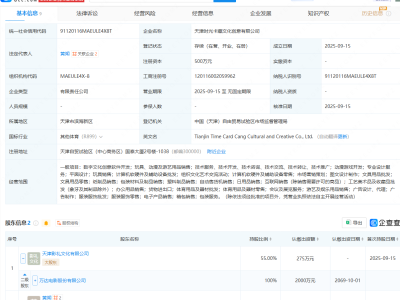 万达电影等投资成立文化创意公司，含动漫游戏开发业务
