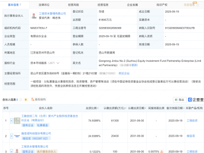 维信诺、工银投资等在苏州新设股权投资基金