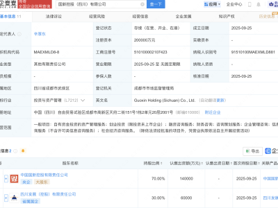 中国国新在四川新设控股公司，注册资本20亿