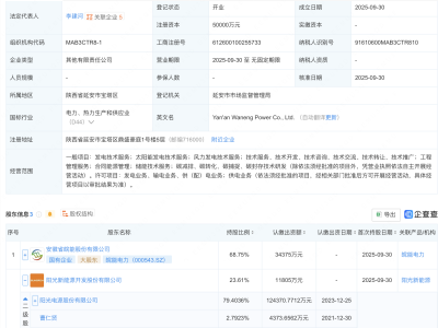 皖能电力、阳光电源等成立新公司，注册资本5亿