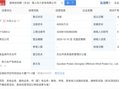 上海电力、天合光能等成立海上风力发电公司