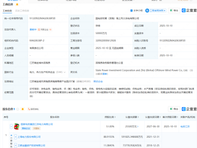 上海电力等在盐城滨海成立海上风力发电公司