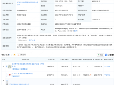 华工科技等在武汉新设创投基金合伙企业