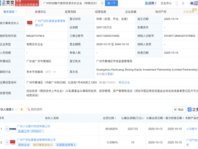 小马智行等在广州新设股权投资合伙企业