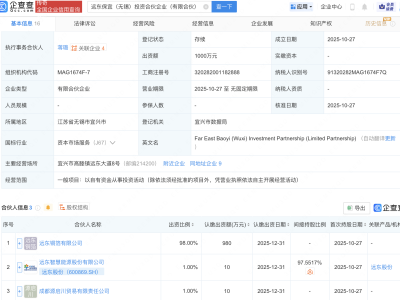远东股份等在无锡新设投资合伙企业