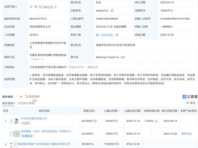 国家大基金三期旗下基金投资南通晶体公司