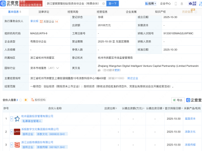 浙数文化、浙版传媒等新设数智创投合伙企业