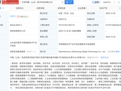 圣陽股份、山東路橋等成立開源鴻蒙數(shù)字科技公司