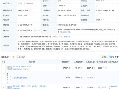 当升科技、矿冶科技集团等成立新能源科技公司