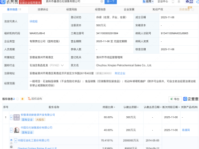 中国石化等在滁州成立销售新公司
