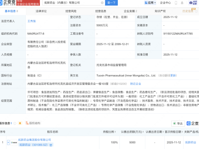 拓新药业在内蒙古新设子公司，含药品进出口业务
