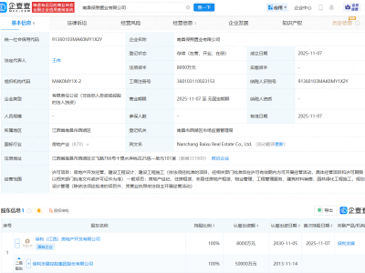 保利发展在南昌成立置业公司，注册资本8000万