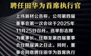 上纬新材人事变动：彭志辉当选董事长 田华出任首席执行官