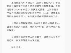 极越汽车启动预重整：引入新投资人 维护资产与用户售后权益
