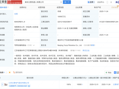 云意电气成立机器人公司，含AI相关业务