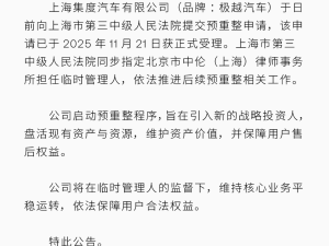 极越“复活”在即？启动预重整程序，能否寻得新投资再续生机？