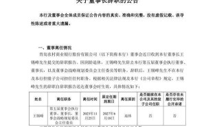 青岛农商银行换帅：王锡峰到龄退休，于丰星代行董事长职责