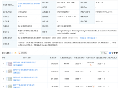 成都国资新设智创产业振兴股权投资基金，出资额60亿