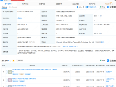 成都捷龙重振汽车科技公司注册成立,注册资本51亿