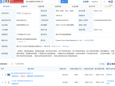 佛塑科技、广东广新创新研究院成立新材料公司