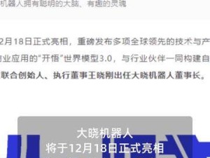 商汤科技联合创始人王晓刚履新，担任大晓机器人董事长开启新征程
