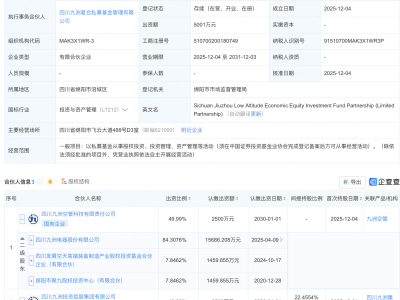 四川九洲等投资新设低空经济股权投资基金