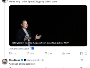 馬斯克社交媒體發聲，SpaceX或迎IPO，上市計劃引關注