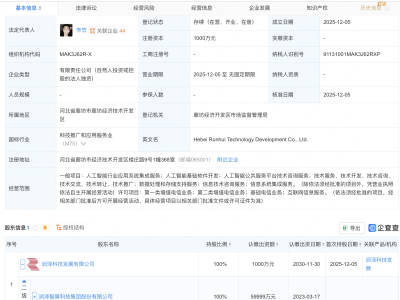 润泽科技在河北成立科技新公司，含多项AI业务
