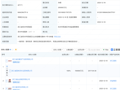 浙江国资新设富浙战配二期股权投资企业，出资额20亿