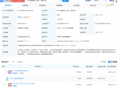 中广核风电等成立新能源公司，含储能技术服务业务
