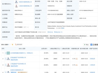 工银投资、交银投资等新设未来产业股权投资基金，出资额10亿