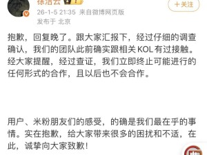 小米投放大熊引米粉不满！徐洁云紧急回应：终止合作并致歉