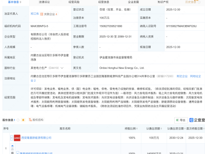 隆基绿能在鄂尔多斯成立新公司，含太阳能发电相关业务