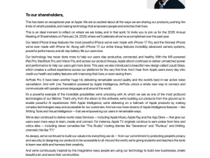 库克致股东信:苹果创新成果斐然,对未来发展前景满怀信心与期待